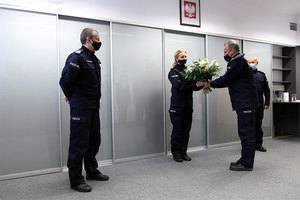 od lewej: nadinsp. Paweł Dobrodziej, Zastępca Komendanta Głównego Policji, mł. insp. dr Aneta Pawlińska, p.o. Zastępca Dyrektora CLKP, insp. dr Krzysztof Borkowski, p.o. Dyrektor CLKP, insp. dr. n. med. Adam Frankowski, Zastępca Dyrektora CLKP