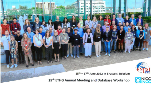 uczestnicy 29. spotkania grupy roboczej European Textile and Hair Group – ETHG należącej do Europejskiej Sieci Instytutów Nauk Sądowych (ENFSI), 15–17 czerwca 2022, Bruksela (Belgia)